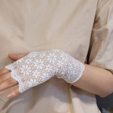 Load image into Gallery viewer, Lace Short Fingerless Gloves, Wedding evening Sheer Sleeves