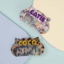 Load image into Gallery viewer, Personalized Cat Tortoise Shell Hair Comb