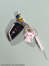 Load image into Gallery viewer, Black and White Cat Handmade Keychain Bag Charm