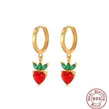 Load image into Gallery viewer, Minimalist CZ Sterling Silver Fruit Hoop- 18K Gold Plated