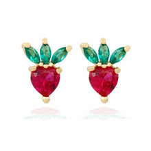Load image into Gallery viewer, Minimalist CZ Fruits Stud Earrings- 18K Gold Plated