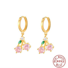 Load image into Gallery viewer, Minimalist CZ Sterling Silver Fruit Hoop- 18K Gold Plated