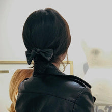 Load image into Gallery viewer, Leather like Bow Hair Ponytail Scrunchie