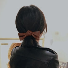 Load image into Gallery viewer, Leather like Bow Hair Ponytail Scrunchie