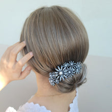 Load image into Gallery viewer, Statement Flower Crystal Pearl Hair Barrette