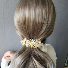 Load image into Gallery viewer, Statement Flower Crystal Pearl Hair Barrette