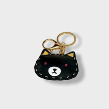 Load image into Gallery viewer, Black Cat Handmade Keychain, Black Cat Leather Bag Charm