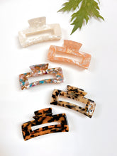 Load image into Gallery viewer, Rectangle Tortoise Acetate Hair Claw Clips