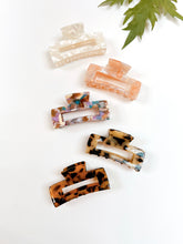 Load image into Gallery viewer, Rectangle Tortoise Acetate Hair Claw Clips