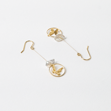 Load image into Gallery viewer, Butterfly Gold Drop Earrings with Mother of Pearl