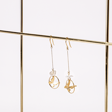 Load image into Gallery viewer, Butterfly Gold Drop Earrings with Mother of Pearl