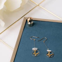 Load image into Gallery viewer, Butterfly Gold Drop Earrings with Mother of Pearl