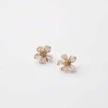 Load image into Gallery viewer, Natalie Gold Crystal Flower Stud Earrings