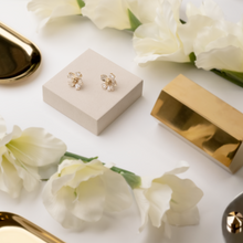Load image into Gallery viewer, Natalie Gold Crystal Flower Stud Earrings