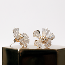 Load image into Gallery viewer, Natalie Gold Crystal Flower Stud Earrings
