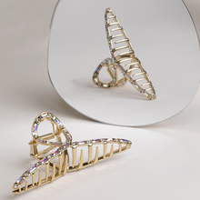 Load image into Gallery viewer, Iridescent Gold Crystal Hair Claw Clips