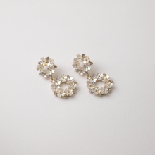 Load image into Gallery viewer, Colette Cluster Flower Pearl Drop Earrings