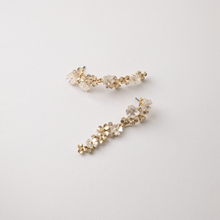 Load image into Gallery viewer, Cluster Drop Earrings with Gold + Pearls