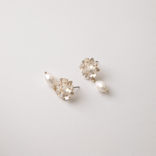 Load image into Gallery viewer, Cluster Flower Drop with Pearl Drop Earrings