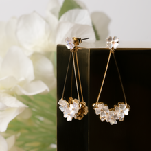 Load image into Gallery viewer, Cluster Simple Pearl Flower Drop Earrings