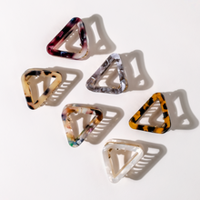 Load image into Gallery viewer, Small Tortoise Triangle Acetate Hair Clips