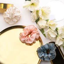 Load image into Gallery viewer, Gold Bead Trim Silky Satin Scrunchie