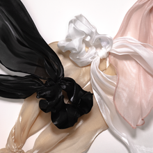 Load image into Gallery viewer, Silk Satin Scarf Bow Scrunchie