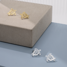 Load image into Gallery viewer, Minimalist Small Turtle Stud Earrings