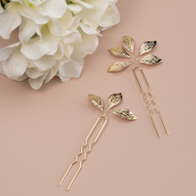 Load image into Gallery viewer, Boho Gold Leaf Hair Pins, Leaf vine Hair Comb Pieces for Wedding