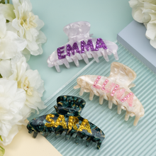 Load image into Gallery viewer, Sparkling Personalized Large Acetate Hair Claw Clip