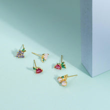 Load image into Gallery viewer, Minimalist CZ Fruits Stud Earrings- 18K Gold Plated