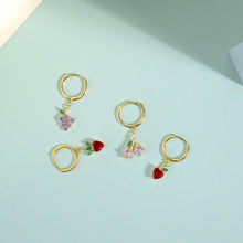 Load image into Gallery viewer, Minimalist CZ Sterling Silver Fruit Hoop- 18K Gold Plated