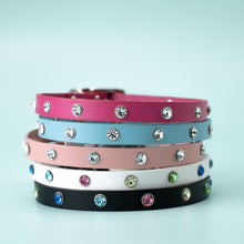 Load image into Gallery viewer, Crystal Leather Dog Cat Collar