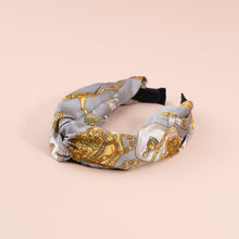 Load image into Gallery viewer, Luxury Silk Chain Pattern Top Knot Headband