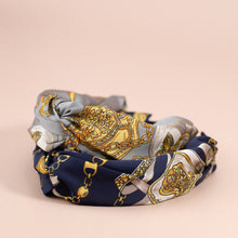 Load image into Gallery viewer, Luxury Silk Chain Pattern Top Knot Headband