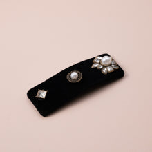 Load image into Gallery viewer, Jeweled Velvet Snap Hair Pins, Fall Winter Hair Clips SET