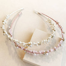 Load image into Gallery viewer, Floral Pearl and Crystal Beaded Headband