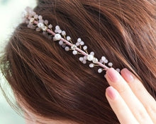 Load image into Gallery viewer, Floral Pearl and Crystal Beaded Headband