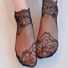 Load image into Gallery viewer, 2 Pairs Women's Rose Sheer Lace Socks