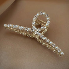 Load image into Gallery viewer, Embellished Pearl Twisted Gold Hair Clips