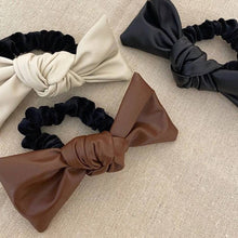 Load image into Gallery viewer, Leather like Bow Hair Ponytail Scrunchie