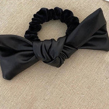 Load image into Gallery viewer, Leather like Bow Hair Ponytail Scrunchie
