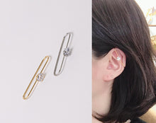 Load image into Gallery viewer, Minimalist CZ Ear Wrap earring/ Bar Climber/ Ear Cuff