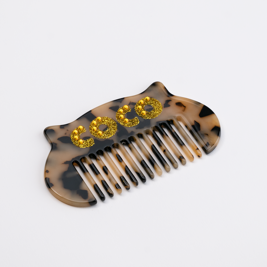 Personalized Cat Tortoise Shell Hair Comb, Cellulose Marble Hair Comb, Bridesmaid Gift Wedding Gift Birthday Gift for her