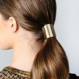 Minimalist Hair cuff, Modern Ponytail Holder, Matte Gold Silver Ponytail Cuff, Metal Hair Curler, Women’s Boho Hair Accessories