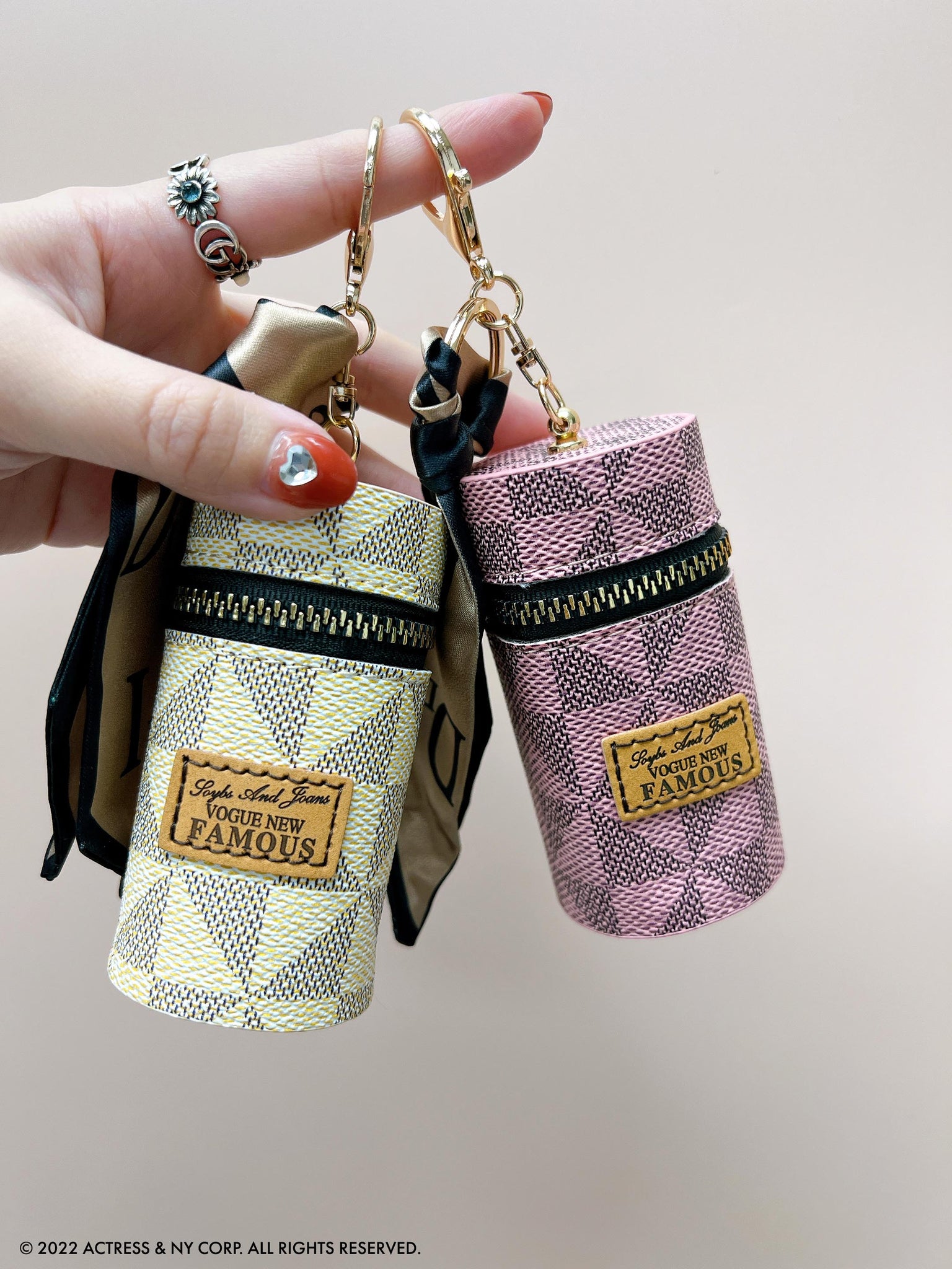 Luxury Leather Lipstick Bag Charm, Handbag Key Chain, Coin Purse Wallet Key  Ring