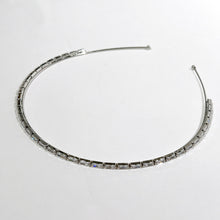 Load image into Gallery viewer, Modern Silver CZ Headband, Minimalist Simple Baguette Cubic Hair Band
