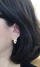 Load image into Gallery viewer, Mismatched Leaf Drop Earrings with Freshwater Pearls
