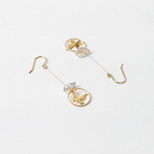 Load image into Gallery viewer, Butterfly Gold Drop Earrings with Mother of Pearl
