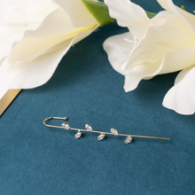 Load image into Gallery viewer, CZ Leaf Long Arc stick Ear Wrap earring/ Bar Climber/ Ear Cuff
